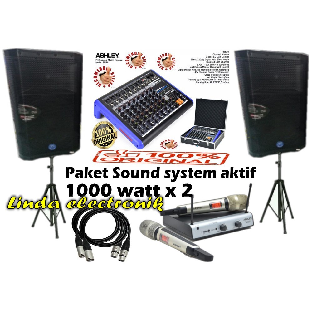 paket sound system audio seven 1000watt x2 ashley smr8