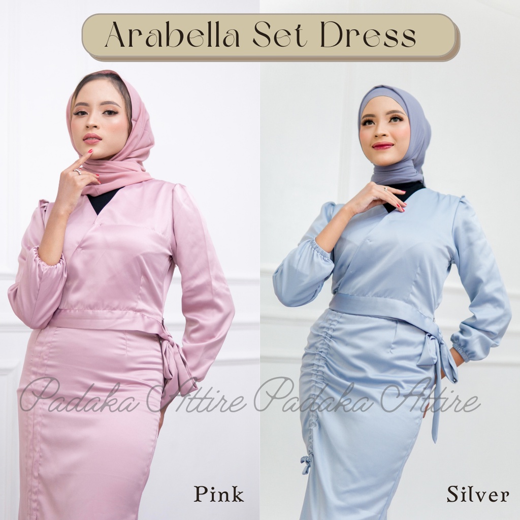 Padaka Attire - SET DRESS ARABELLA - SILK DRESS SERUT SATIN KONDANGAN - setelan gamis etalase baru