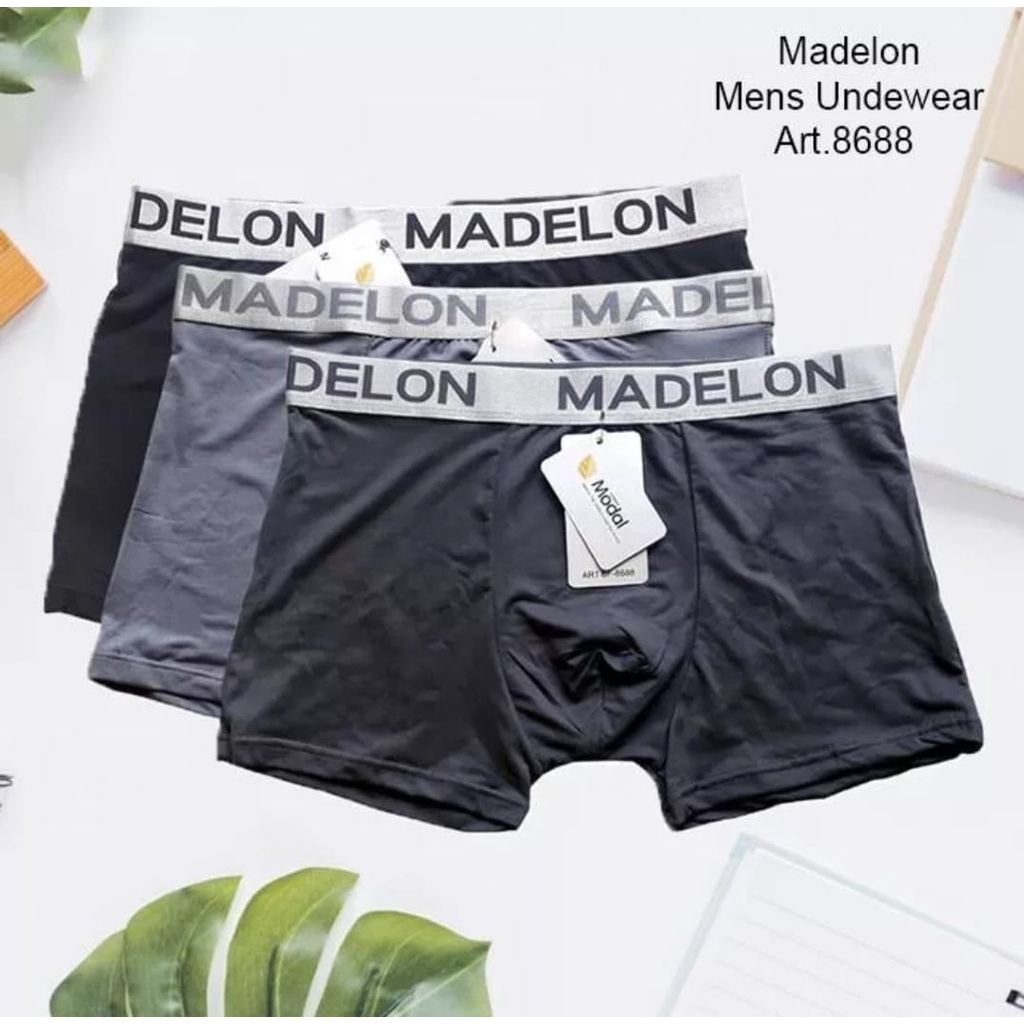 3 pcs celana dalam pria boxer madelon seamless