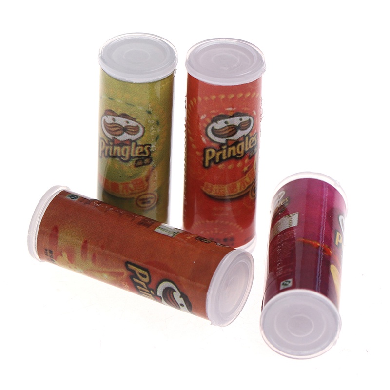 Deid 4Pcs / set Mainan Miniatur Botol Keripik Kentang Skala 1: 12 Untuk Dekorasi Rumah Boneka