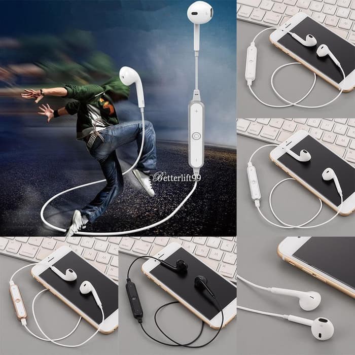 Headset Bluetooth S6 / Stereo Sport Earbuds Earphones In Ear