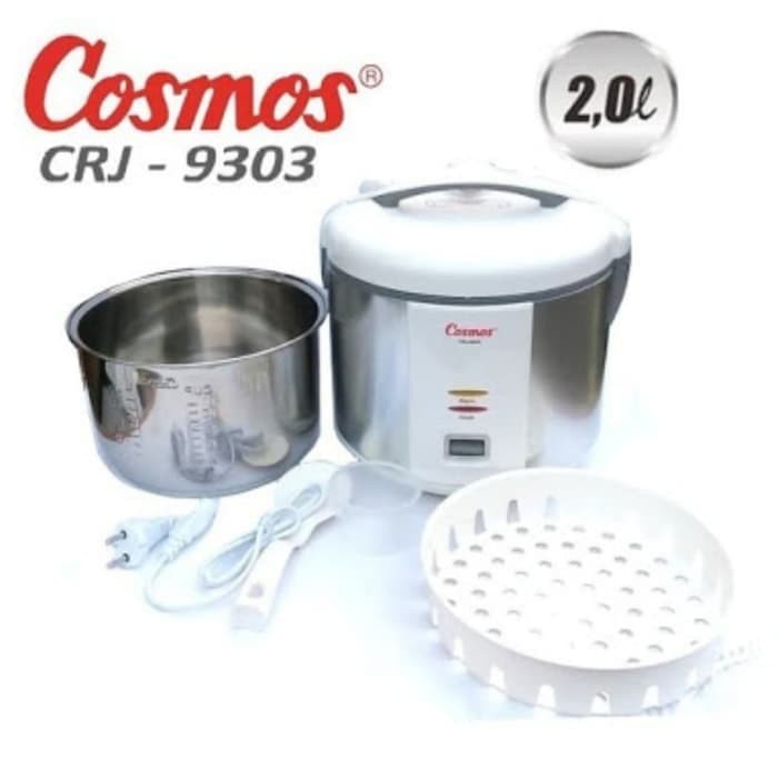 Magic Com Rice Cooker COSMOS Panci Stainless Steel 2 Liter 3 in 1 CRJ 9303 - CRJ9303 Penanak Nasi 2L