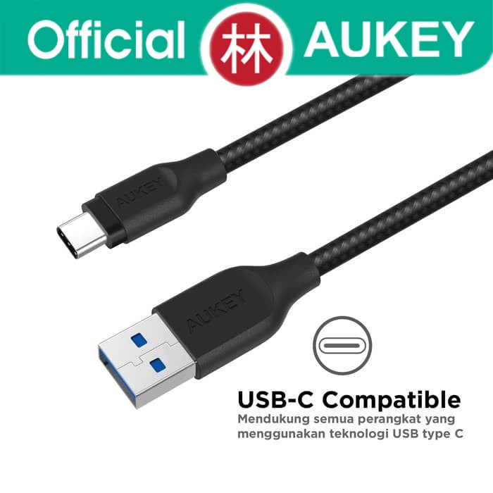 Aukey CB-AC2 Braided Nylon Data Cable USB 3.1 Gen 1 To Type-C 2m