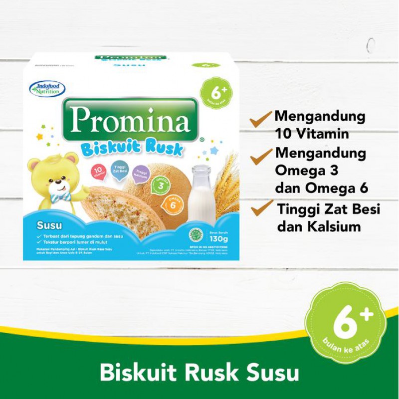 Promina Biscuit Rusk Camilan Bayi 6-24 Bulan 130Gram Biskuit Bayi