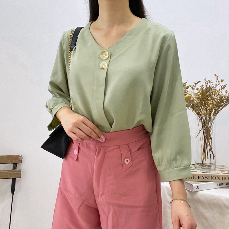 HARI Classic Simple Blouse Daily / Blus Wanita Casual Korea / Atasan Kantor Murah 338