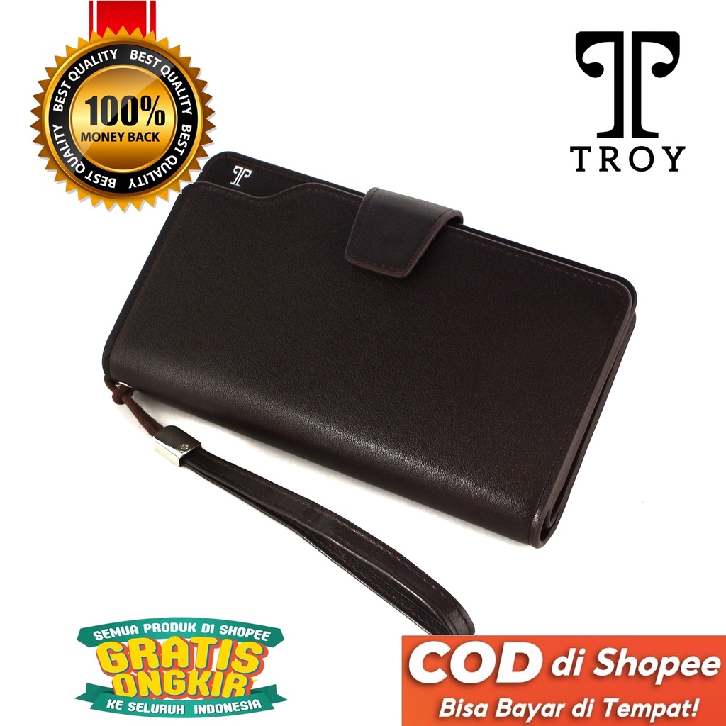 TOKOKOE - Dompet Pria Wanita bahan Kulit Vegan Original model Panjang 22 Slot Kartu dengan Kotak Premium - Troy - Mark22