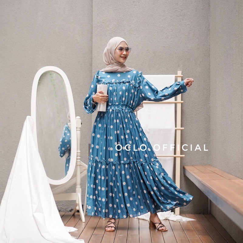 Oclo Maiselda Dress Gamis Gaun Wanita Katun Rayon Polos Lengan Panjang OCL00685