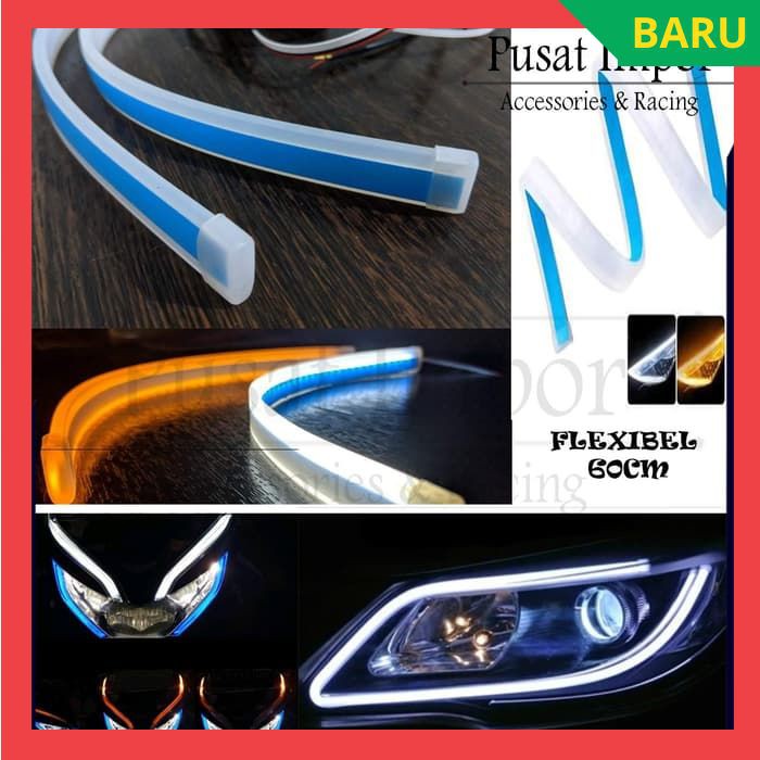 Lampu LED Mobil Motor Lampu DRL LED Mobil Motor Alis Fleksibel Panjang 60CM 100% Waterproof 2 PCS