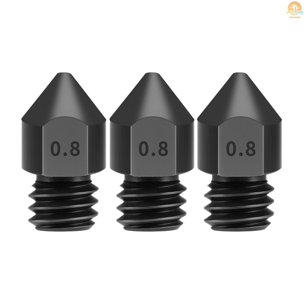 3pcs Hardened Steel Nozzles 0.8mm for 1.75mm filament for Creality Ender 3/CR-10/CR-10S Pro/TEVO Tarantula Pro/TEVO Flash/Sapphire Pro 3D Printer Hotend Extruder