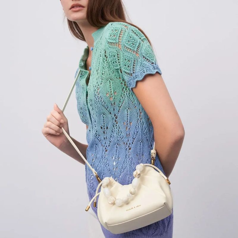 7.7 SALE | CK Aviary Beaded Acrylic Handle Slouchy Bag