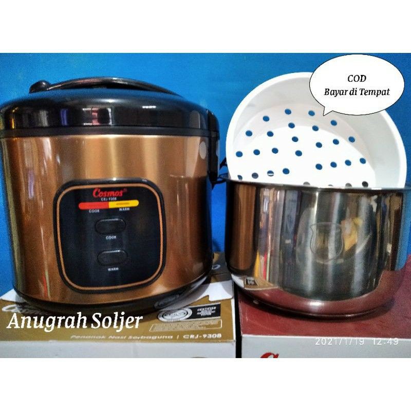 Cosmos CRJ 9308 - Rice Cooker Cosmos 2 liter Panci Stainless