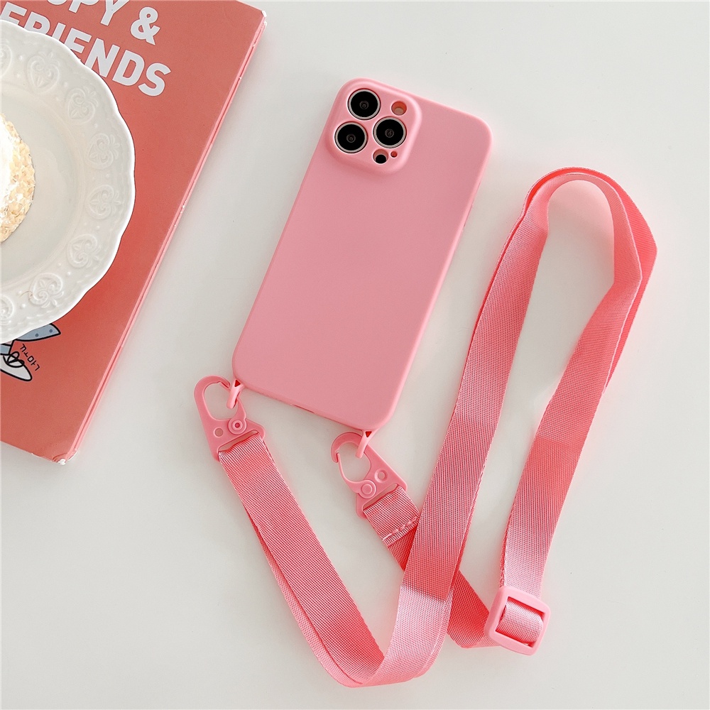 Casing Soft Case Silikon Dengan Tali Lanyard Untuk iPhone 14 13 11 12 Pro Max