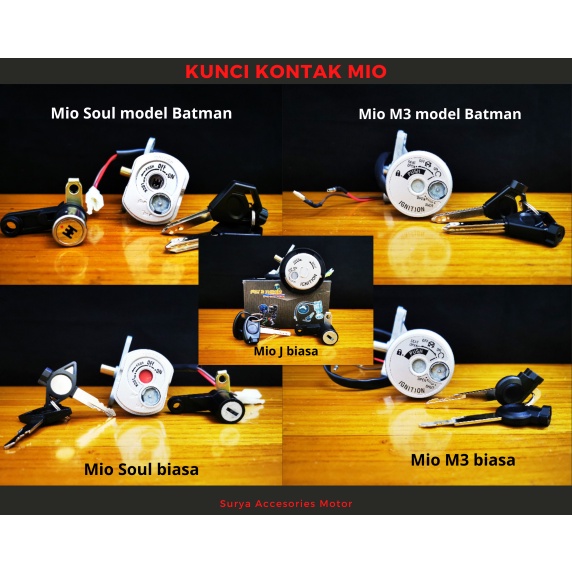 Kunci kontak batman original Mio J - Mio M3 - Mio Z - Mio S - Mio 125 - Mio Soul - Mio Gt Set plus j