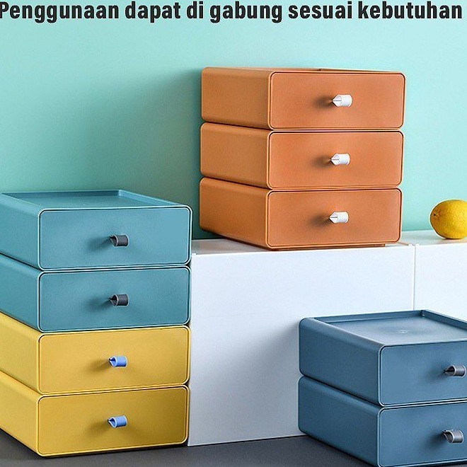 Rak Kosmetik Macaron Kotak Penyimpanan Laci Desktop Storage Warna Warni Makaron