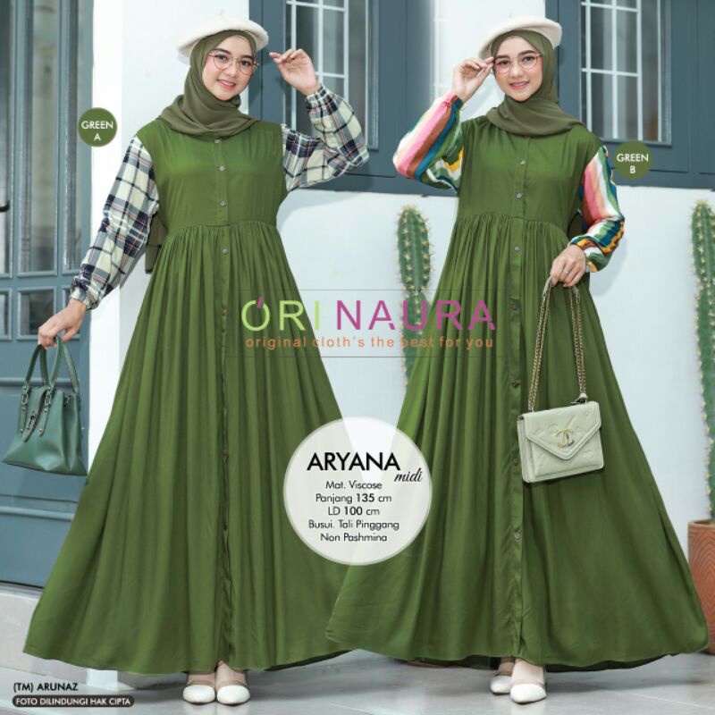 SMALSA,ARYANA,ASA,ASRA,BLURA Midi  Dress Wanita Muslim by Ori Naura