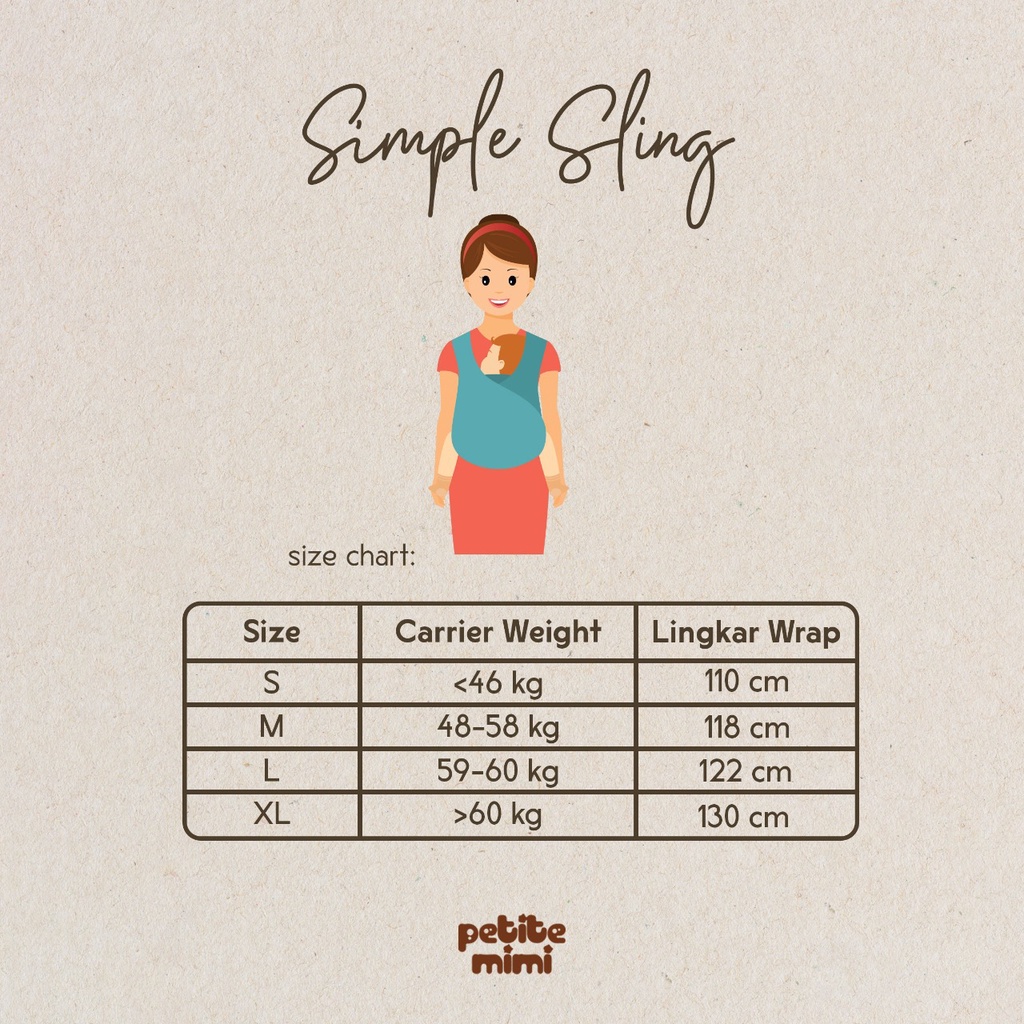 Petite Mimi Simple Wrap Gendongan Polos