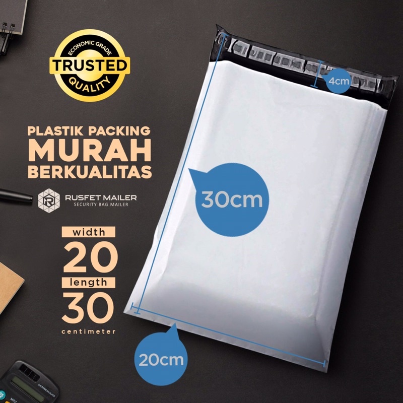 

POLYMAILER EKONOMIS AMPLOP PLASTIK DENGAN PEREKAT UKURAN 20X30/POLYMAILER PUTIH/POLYMAILER MEDIUM/PLASTIK PRAKTIS/PACKING ONLINE SHOP