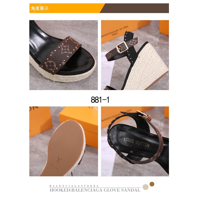 Open Toe Platform Casual Style Block Heels Mules Logo #881-1