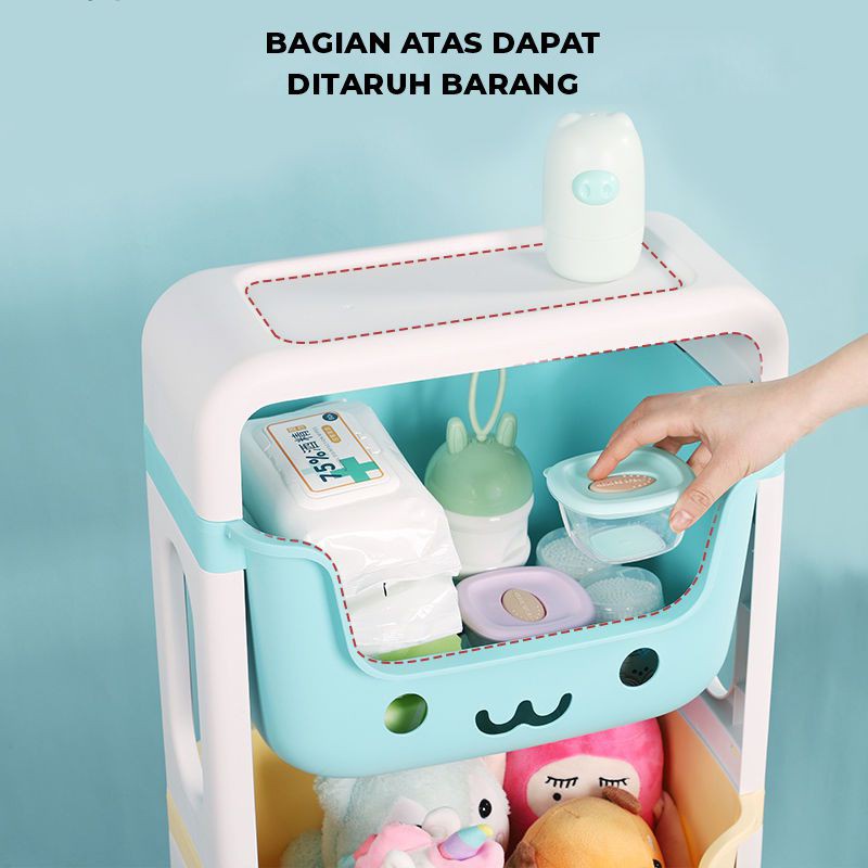 Rak Mainan Anak /  Rak Dapur/Kamar Mandi / Tempat Penyimpanan Mainan Rak Roda Susun / Rak Mainan Anak 4 susun 8804