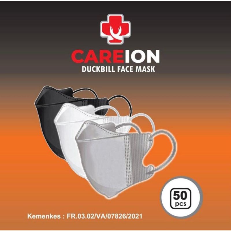 CAREION - MASKER DUCKBILL HIJAB HEADLOOP 3PLY GARIS PUTIH & HITAM - FACE MASK