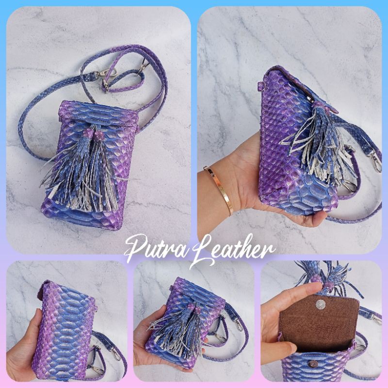 Sling Bag rumbai. Tas Hp Kulit Ular