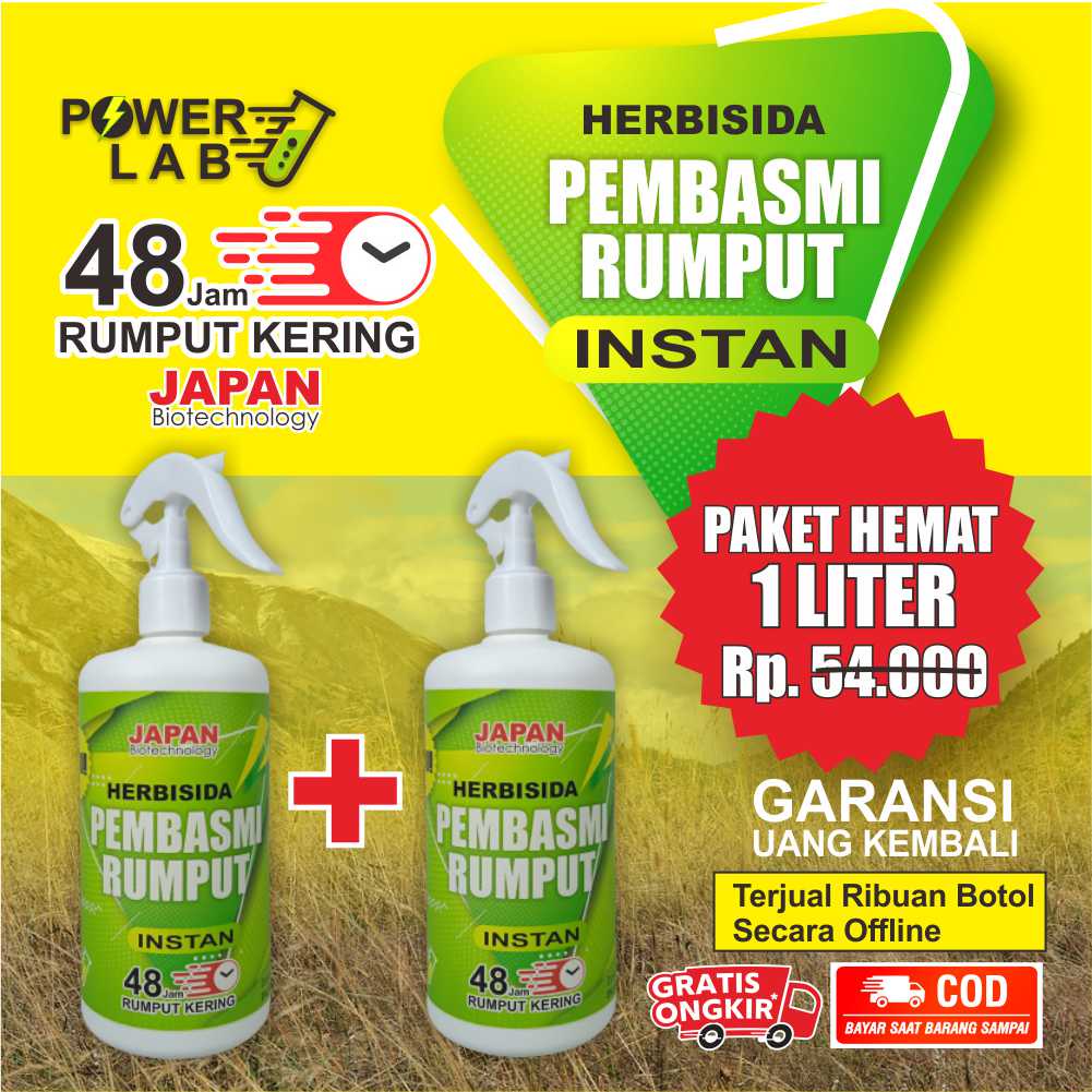 Terlaris Paket Hemat 2 Botol Herbisida Kontak Racun Obat Pembasmi dan Pembersih Tanaman Rumput liar 