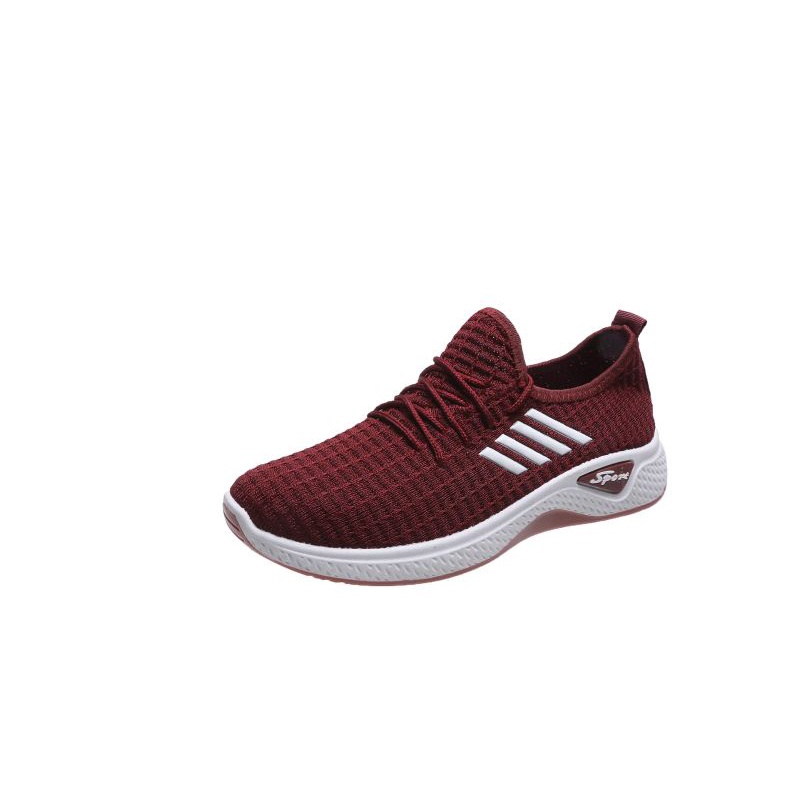 MKT , Sepatu Sneakers Garis Korea/ Sepatu Sneakers Wanita Garis Korea, SW05-Marun TA Garis