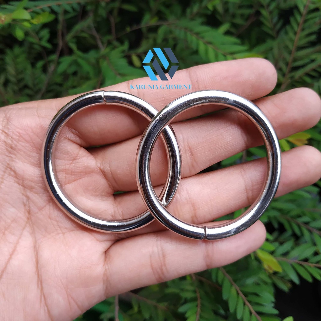 RING O BESI BULAT 5.0 CM PENGAIT CANTELAN KAIN JARIK GENDONGAN BAYI WARNA NIKEL SILVER SATUAN