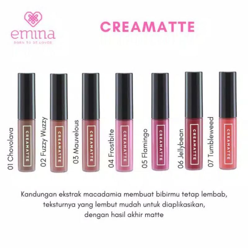 PALING MURAH - EMINA CREAMATTE | CREAMMATTE | CREAM MATTE | LIPSTIK | LIP CREAM | LIP MATTE SERIES