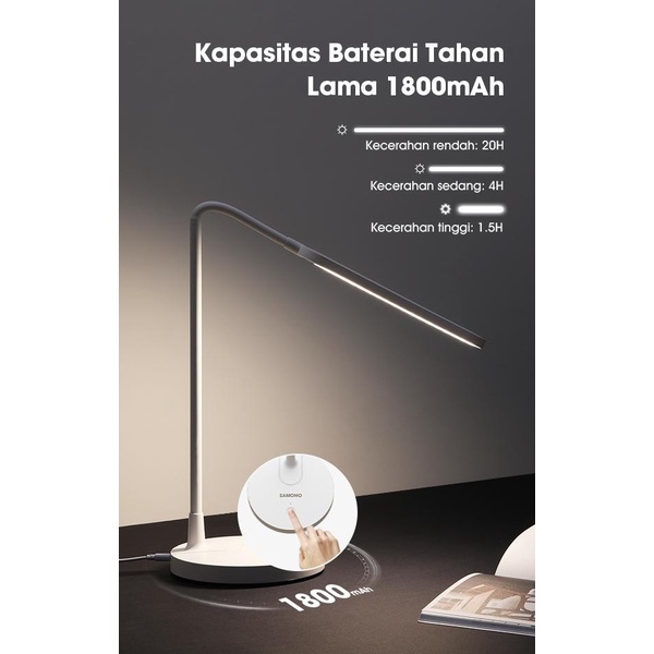 Samono SW-DL10 Lampu Meja Baca LED Desk Lamp 1800mAh Fleksibel 360