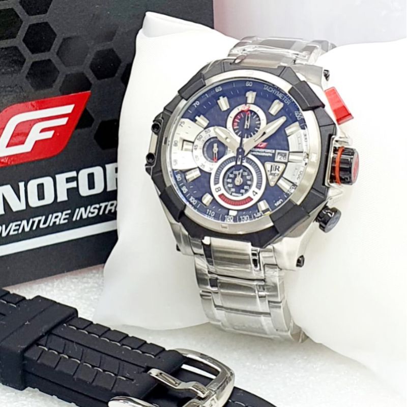 Chronoforce original 5209 jam tangan pria stainless stell silver hitam