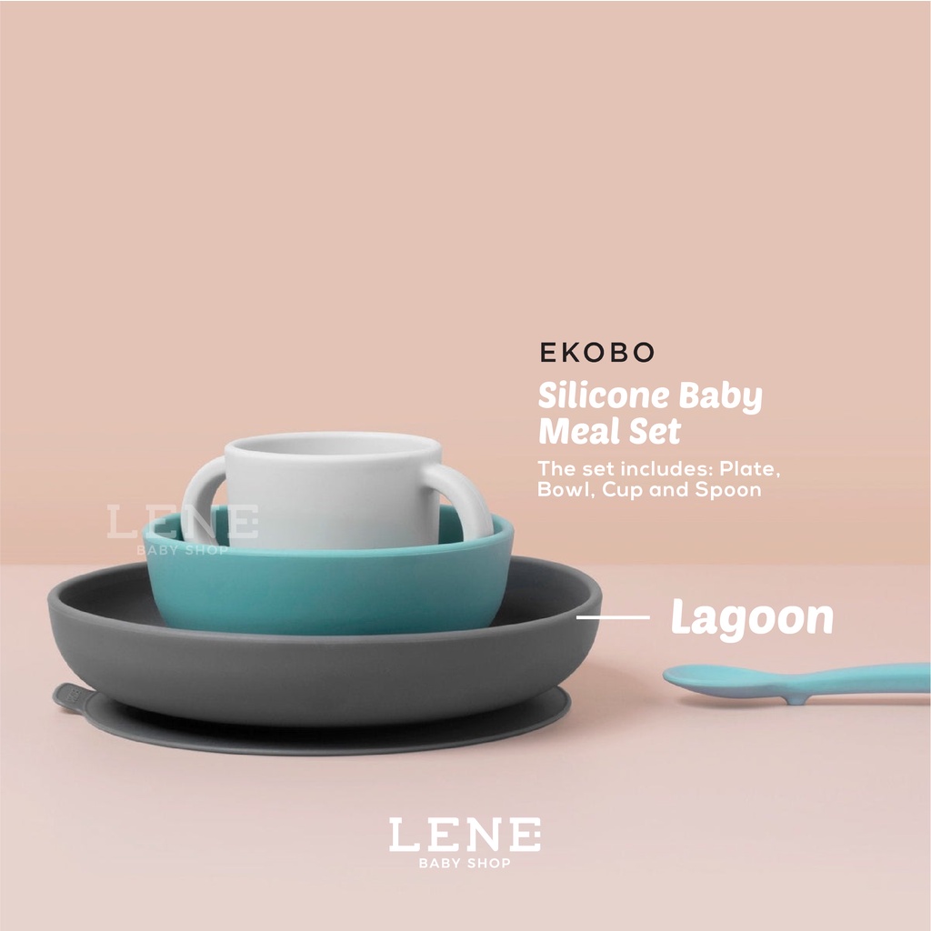 EKOBO Silicone Baby Meal Set - Peralatan Makan MPASI, Set Makan Bayi Silikon