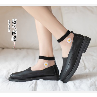 ⭐𝐈𝐇𝐒 𝟎𝟔𝟏⭐️Kaos Kaki Transparan Wanita Kaos Kaki Fashion Pendek Bunga Daisy Japanese Ankle Socks-4