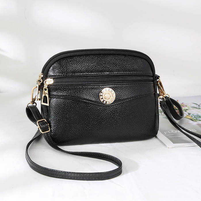 TAS SELEMPANG WANITA KULIT HITAM ELIBE TA211B5 IMPORT KOREA MURAH BRANDED KECIL FASHION BATAM PESTA