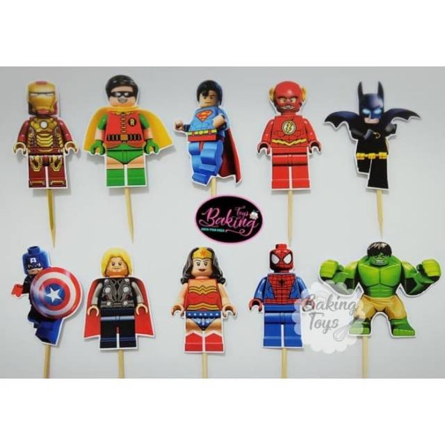 Topper Cupcake Birthday / Hiasan Kue Ulang Tahun Lego Avengers