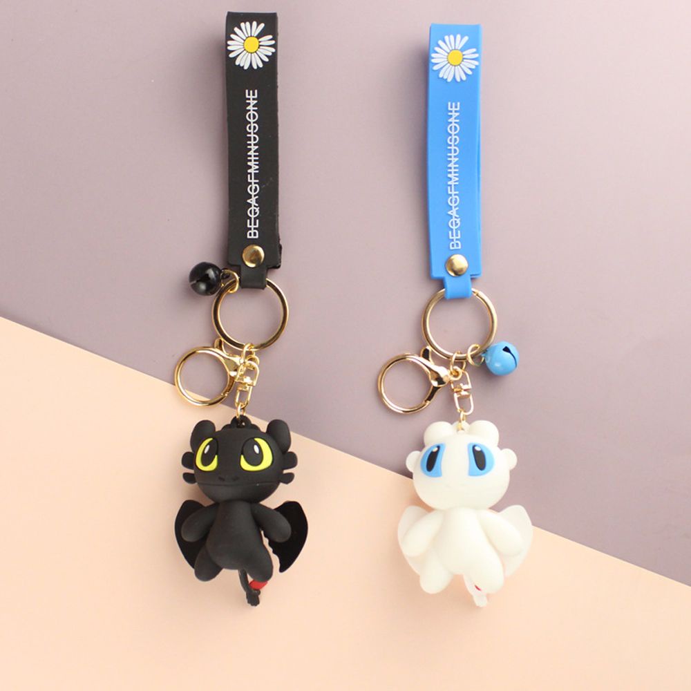 Needway  toys For Children Anime How to Train Your Dragon Cartoon Character Couple Keyring Toothless Keychains Key Chain Children Toys Bag Pendant Car Key Chain Action Figures Anime Doll Dragon 3 Light Fury/Multicolor