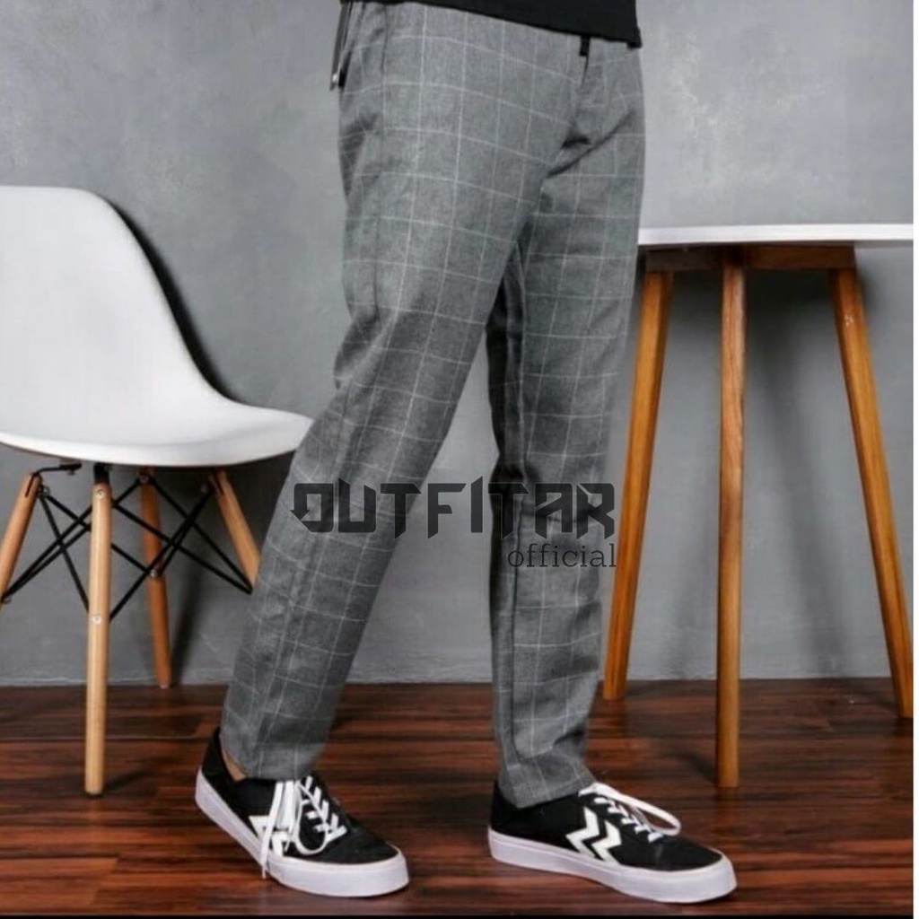 Celana Tartan Pria Long Pants Tartan Kotak Kotak Hight Quality Premium