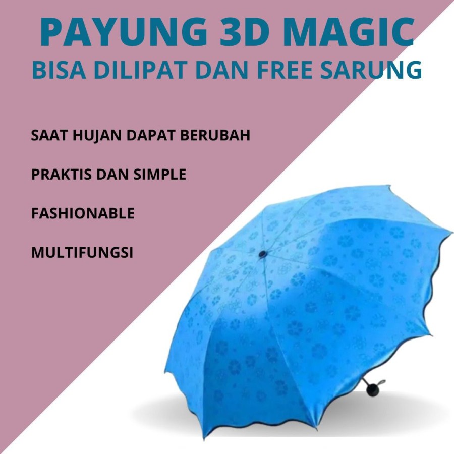 Payung Lipat Magic 3D dapat berubah saat hujan venus acc