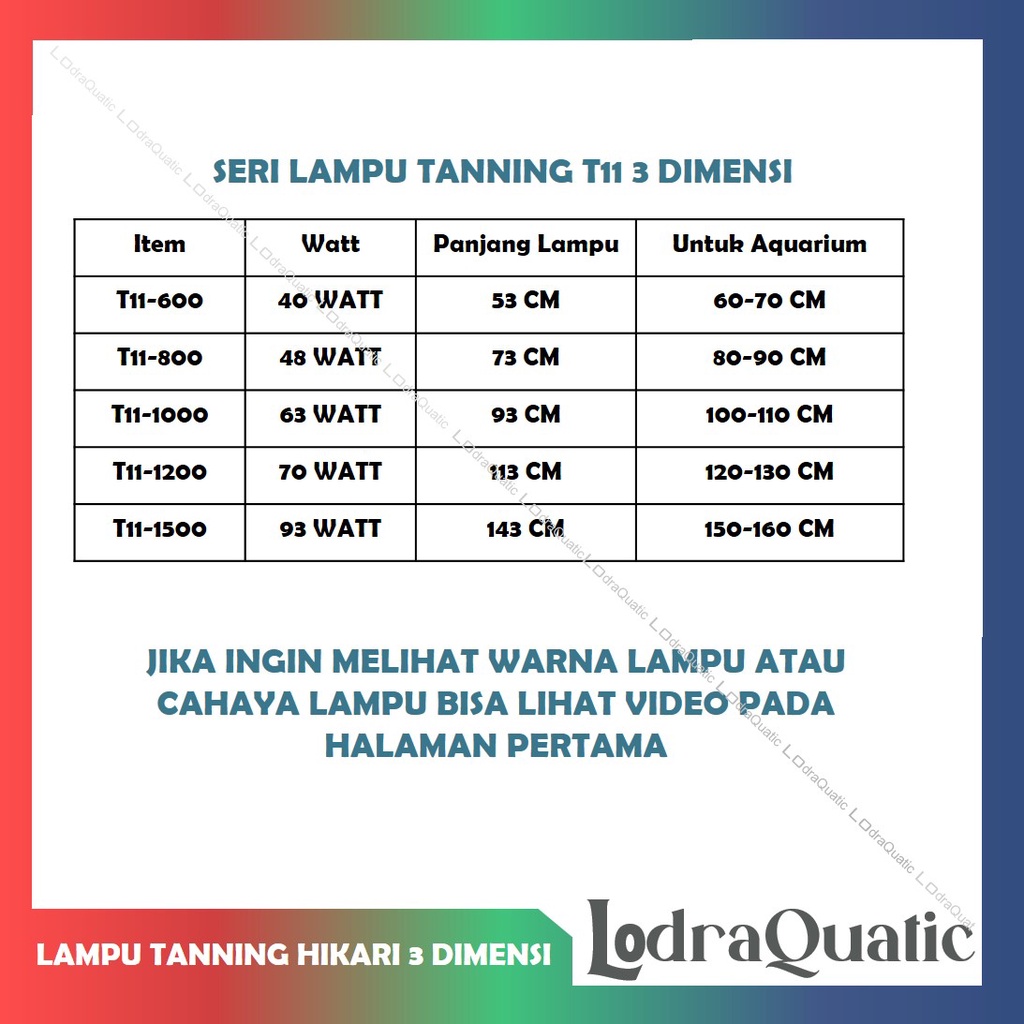 LAMPU TANNING HIKARI 3 DIMENSI PREMIUM T11 UKURAN 600 SAMPAI 1200 PRO 3 DIMENSI LED LAMPU TANNING ARWANA SUPER RED LAMPU TANNING LOUHAN CHANNA LAMPU TANNING 60 CM 80 CM 100 CM 120 CM LAMPU TANNING 1 METER