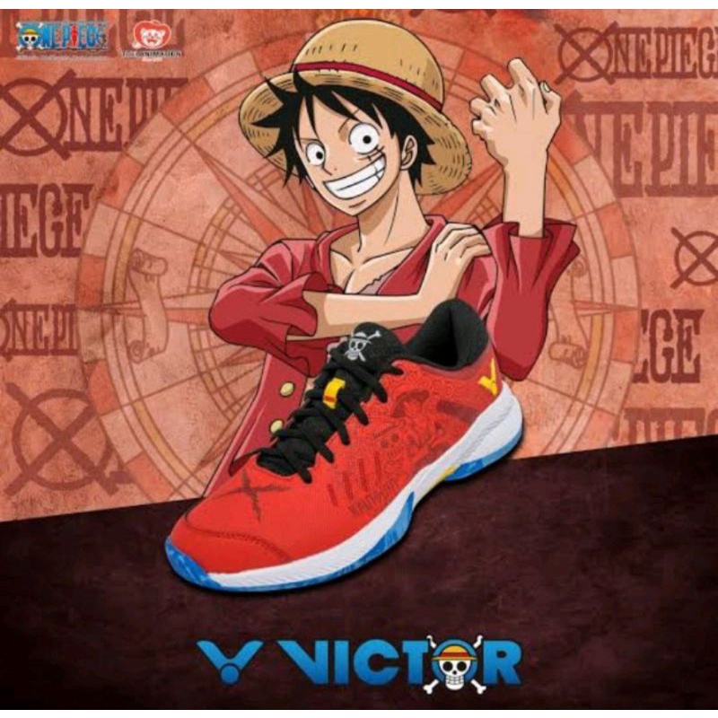 SEPATU BADMINTON VICTOR ONE PIECE LUFFY RED LIMITED EDITION ORIGINAL