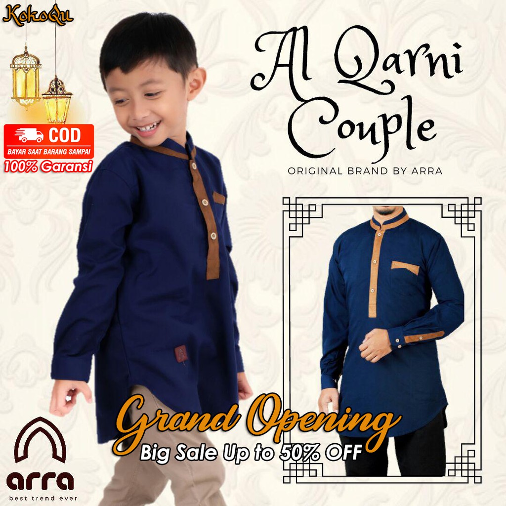 Baju Koko Muslim Kurta Pakistan Couple Keluarga Dewasa Ayah dan Anak Lengan Panjang Arra Al Qarni