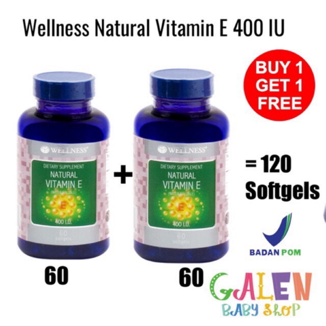 Wellness Vitamin E 400 Iu Water Soluble 60 Softgels Vitamin Antioksidan