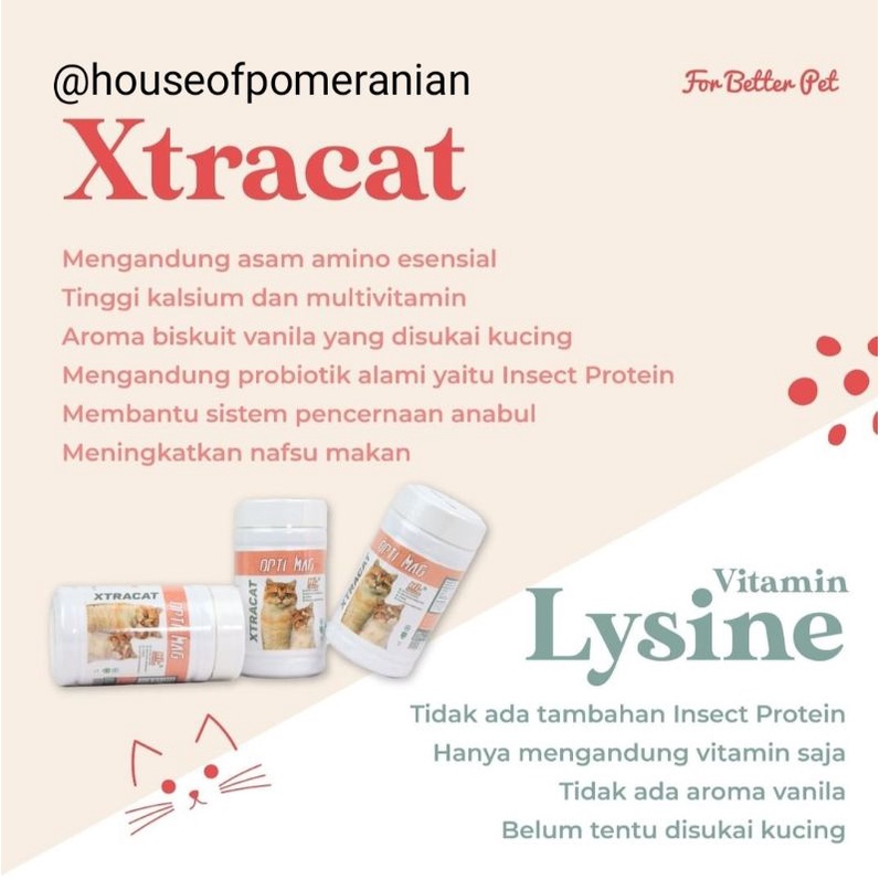 optimag XTRACAT powder 30gr vitamin kucing lysine taurine calsium amino bulu kulit imun kuat sehat