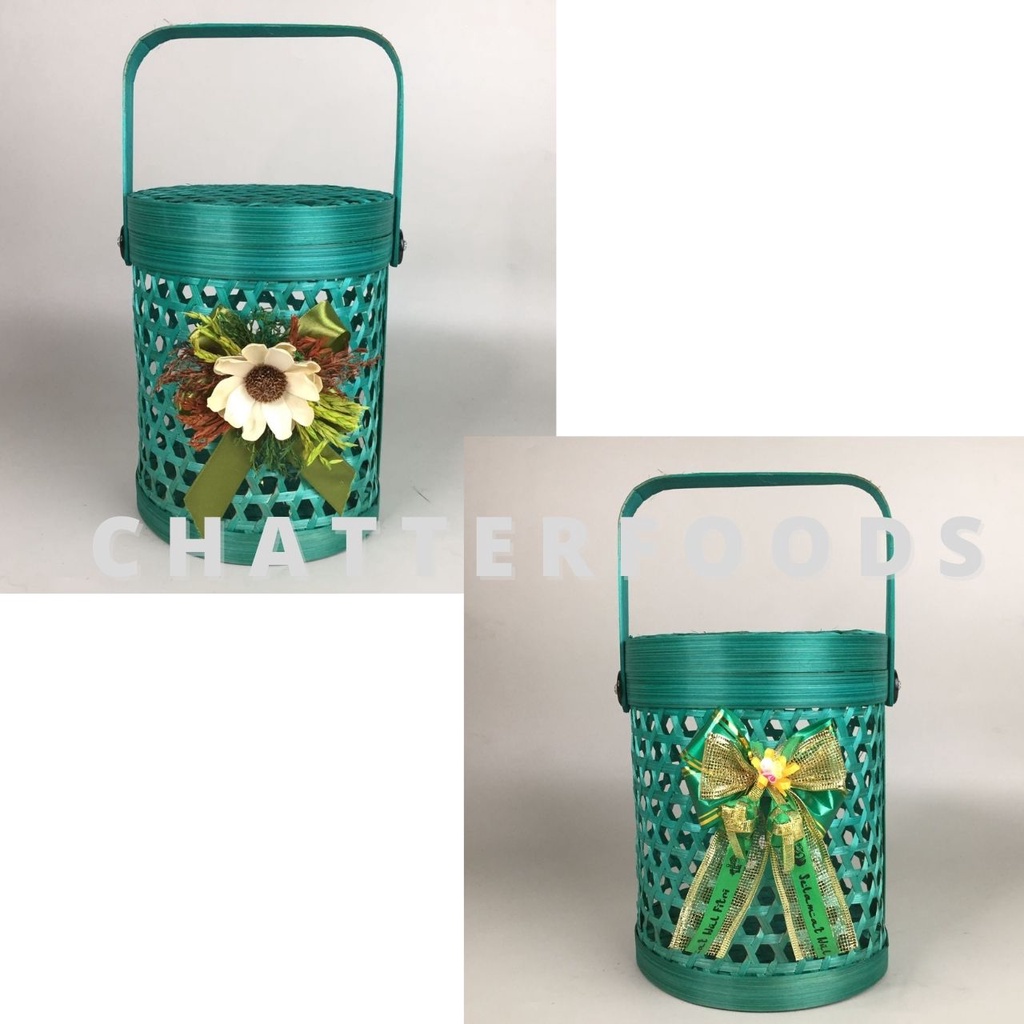 

Hampers bambu / Keranjang anyaman / Anyaman rantang segienam 3 toples