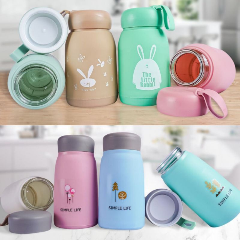 Botol Air Minum Kaca 330ml BPA Free / Botol Minum lucu