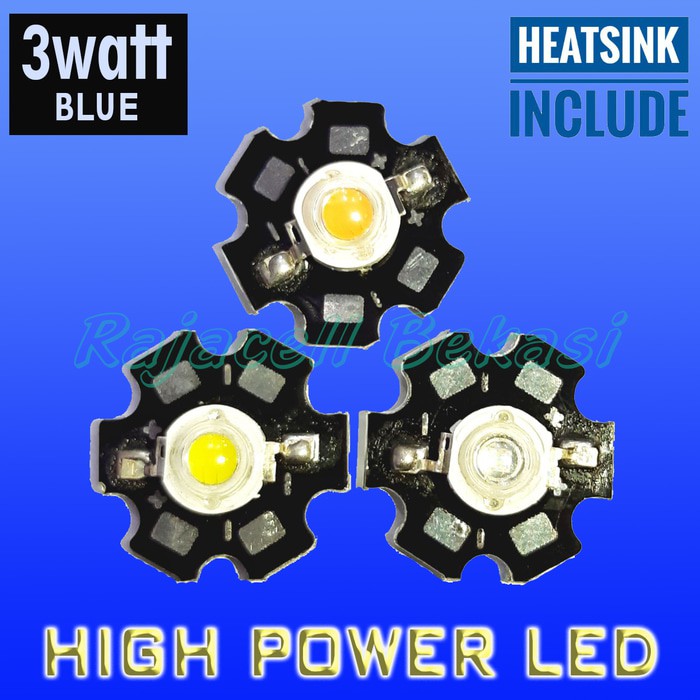 High Power Led HPL Biru 3W BLUE 3 Watt Light 460nM + Heatsink