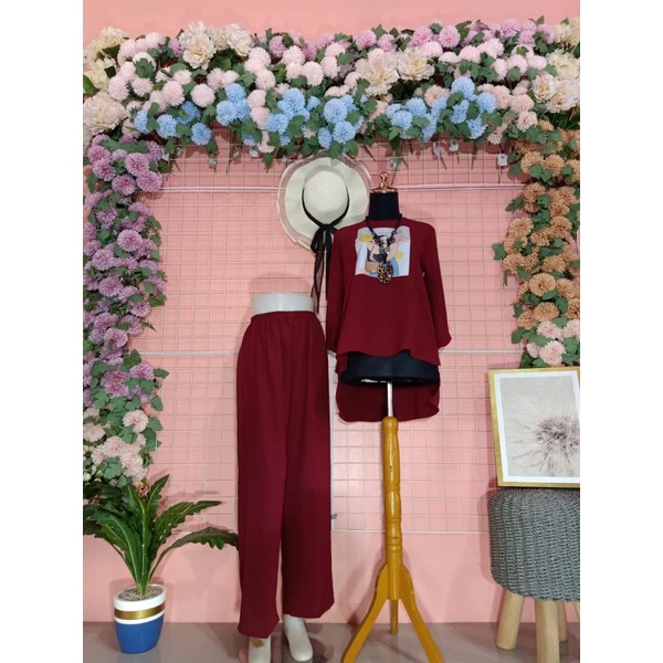 Setelan Oversize Crinkle Airflow/Setelan wanita bahan Crinkle Airflow