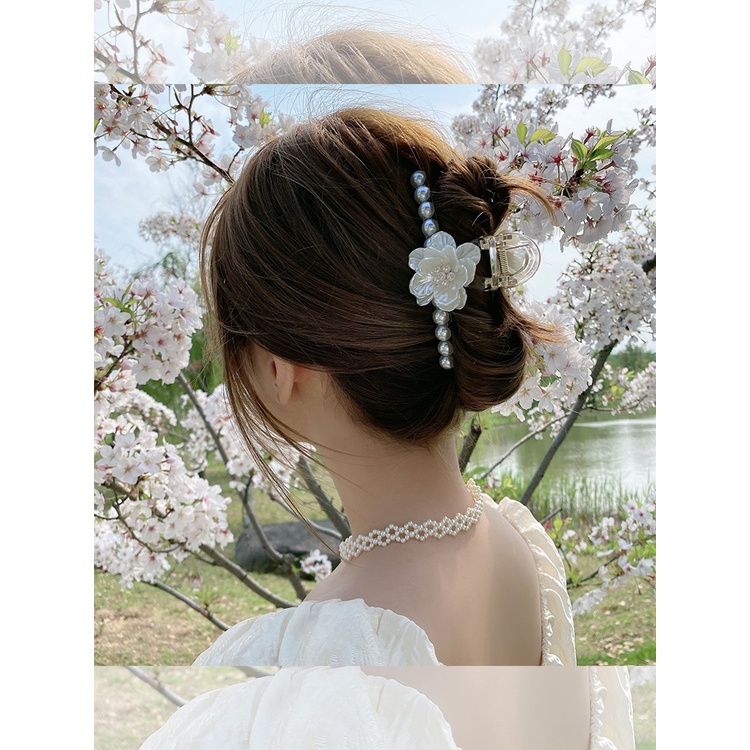 JEPIT BUNGA JEPITAN AKRILIK PANJANG PEARL JEDAI MUTIARA BESAR KLIP AKSESORIS RAMBUT ELEGAN KOREA WANITA FLORAL FLOWER BESAR TEBAL KOREAN WOMEN FEMALE ELEGANT SMALL PEARLS JAW THICK HAIR ACCESSORIES CLUTCHER CLAW CLIP CLIPS LARGE BIG LONG JUMBO HAIRCLIP