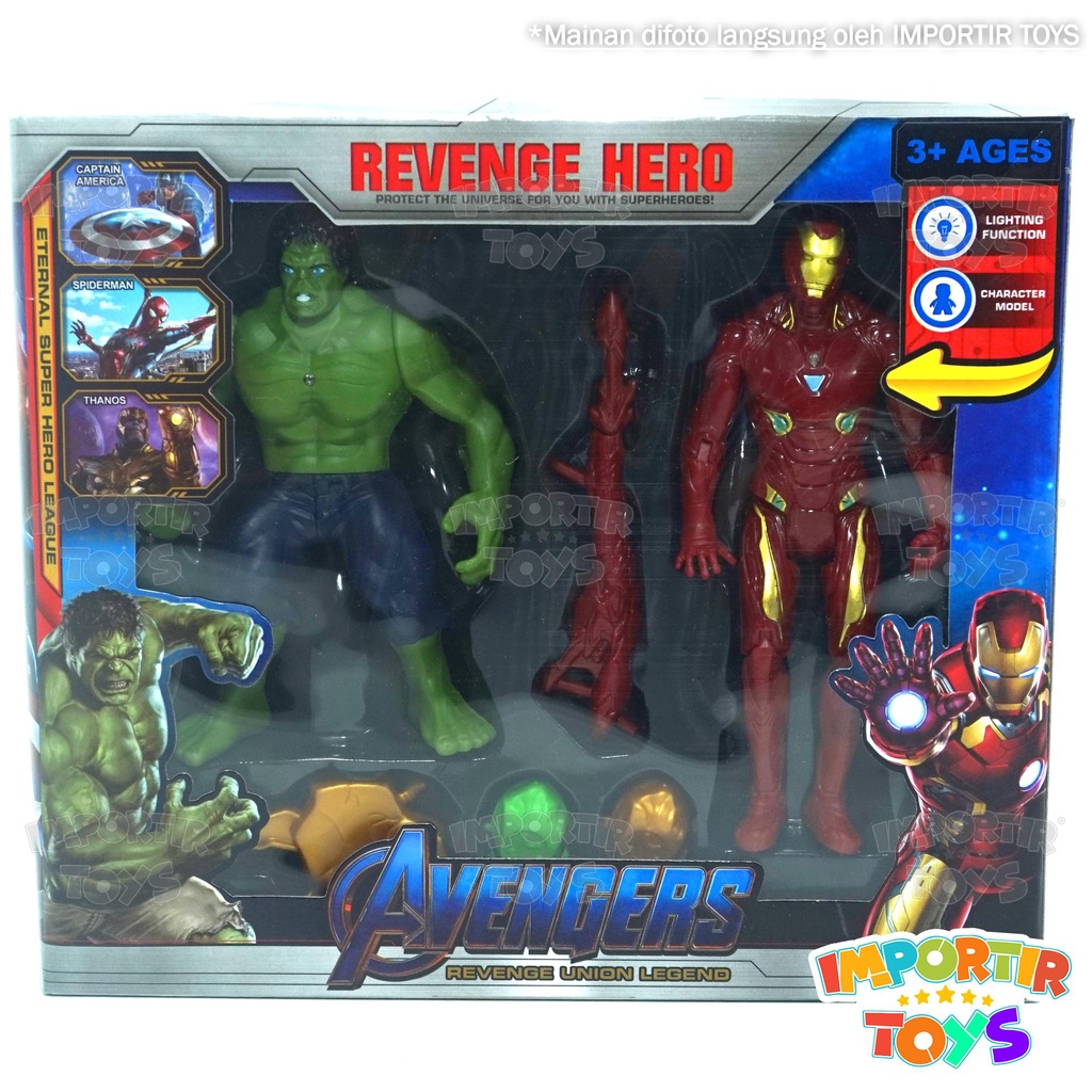 Set Figure Avengers 2 Pcs Marvel Mainan Anak dgn Lampu Bercahaya