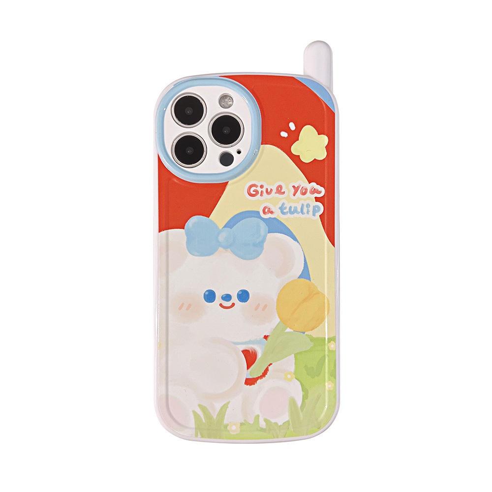 IPHONE Vintage Pelindung Berbentuk Ponsel Lucu Kartun Beruang Penuh Perlindungan Case Cover Untuk Iphone11 12 13 14 PLUS PRO MAX